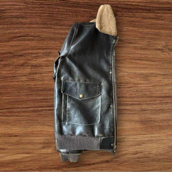 Men's Vintage Arizona Jean company faux leather aviation bomber jacket sz large - Picture 9 of 10